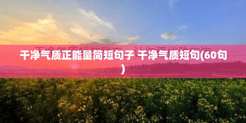 干净气质正能量简短句子 干净气质短句(60句)