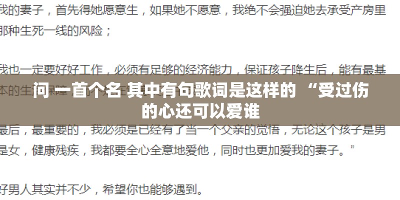 问 一首个名 其中有句歌词是这样的 “受过伤的心还可以爱谁