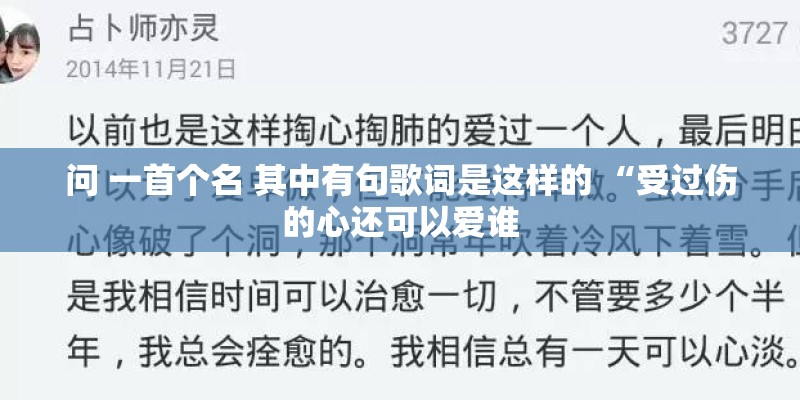 问 一首个名 其中有句歌词是这样的 “受过伤的心还可以爱谁