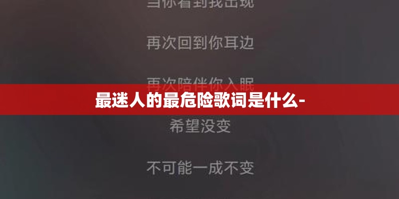最迷人的最危险歌词是什么-