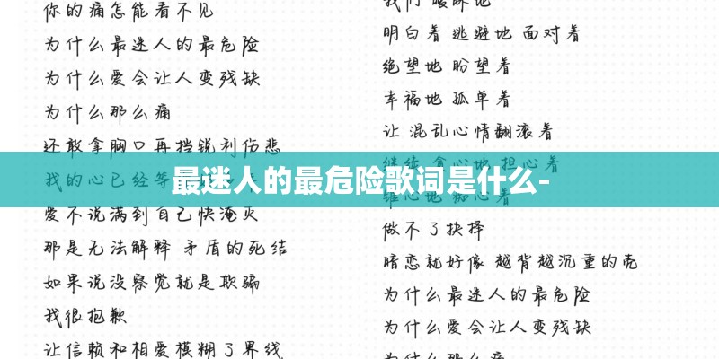 最迷人的最危险歌词是什么-